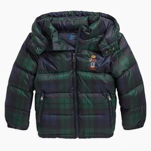 Polo by Ralph Lauren Kids Green Blue Plaid Puffer Jacket 3T